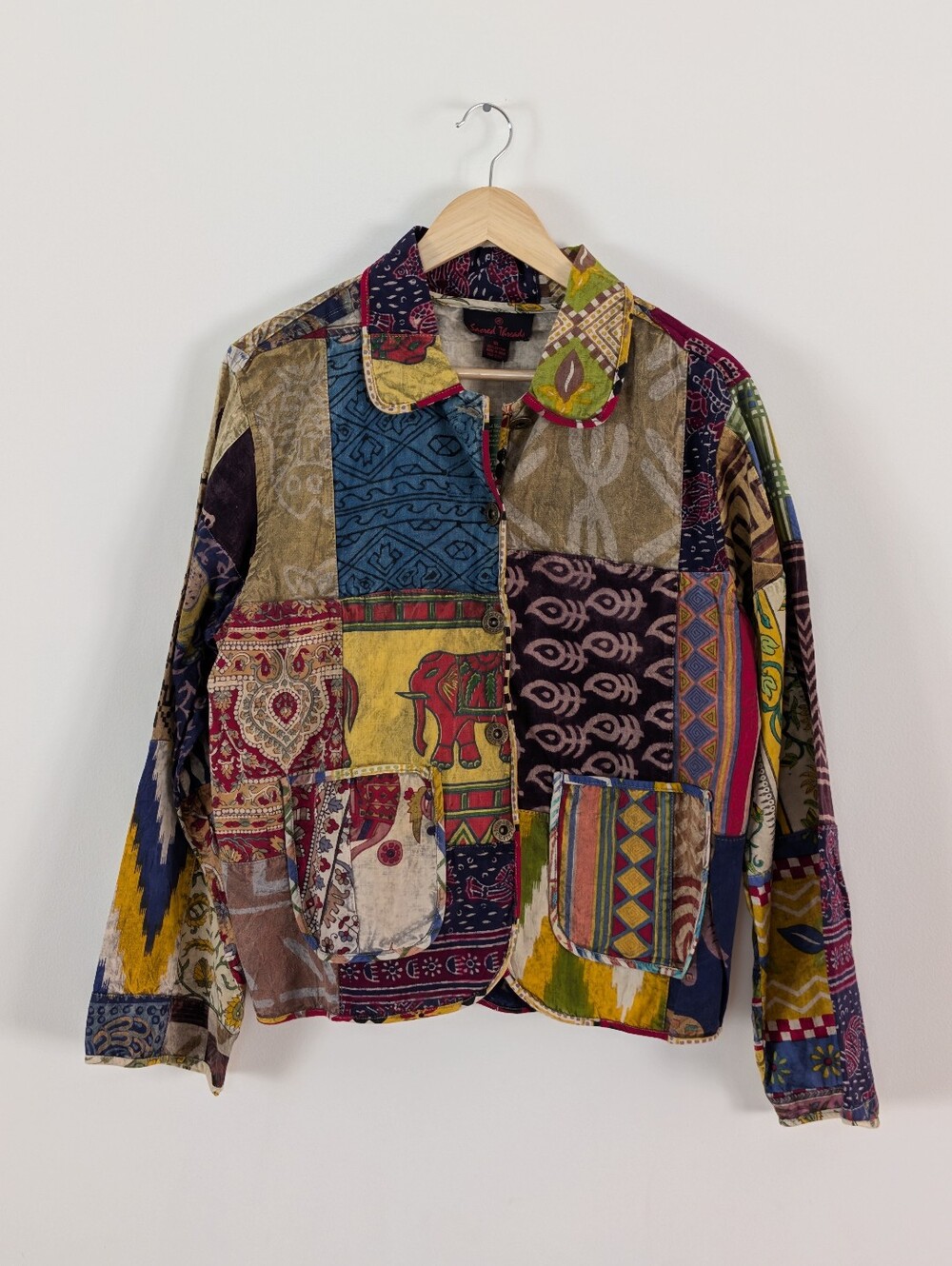 Sacred Threads Multicolor Patchwork Jean Jacket - XL